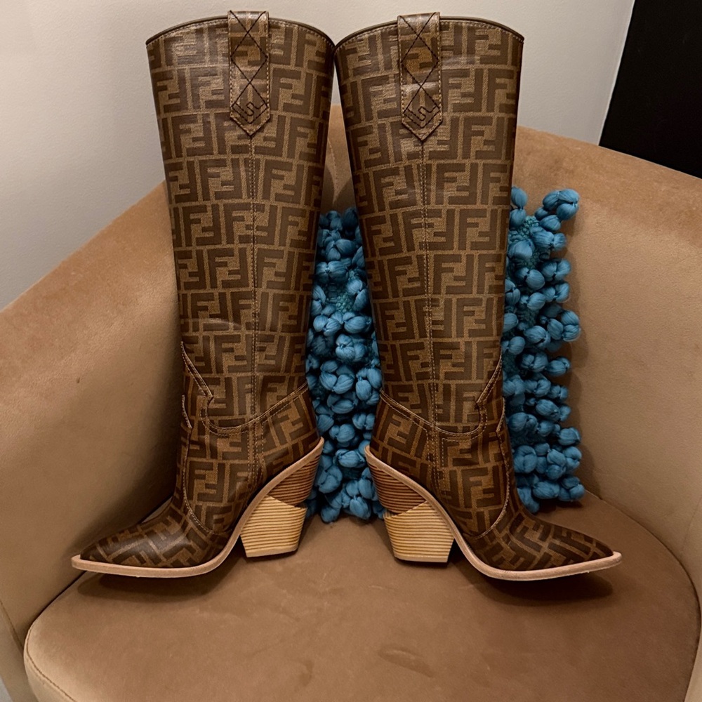 FENDI Western Monogram Cowboy 🤠 Boots 36 6  ICONIC